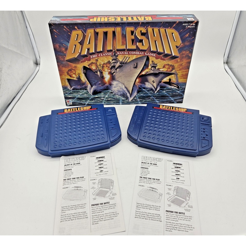 Battleship Boat Naval Board Game (2002) W/ Box 100% Complete Milton Bradley VTG